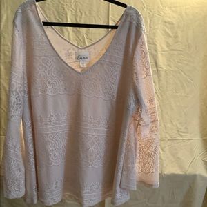 Simply Emma lined lace top with bell sleeves